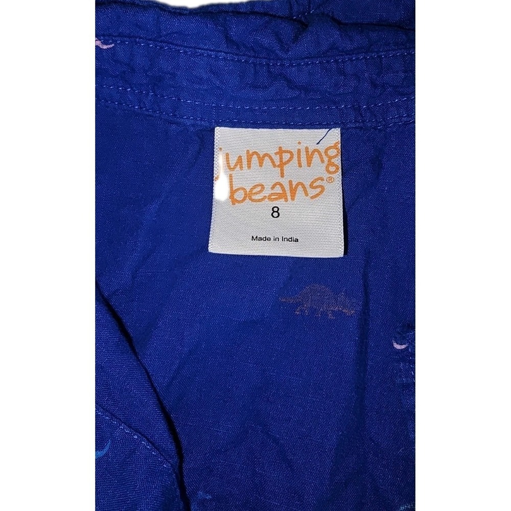 Jumping Beans Size 8 Button Up Shirt Dinosaur Print Short Sleeve Blue Boys #12 - Picture 3 of 5
